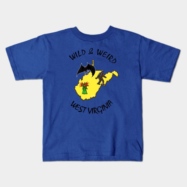 Wild & Weird West Virginia (Monster Trio) Kids T-Shirt by theartofron